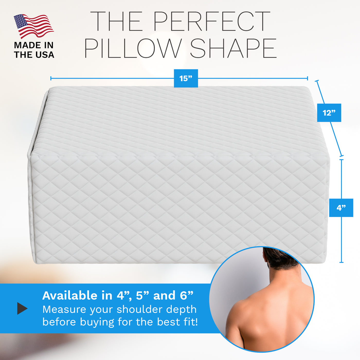 Square pillow for side sleepers