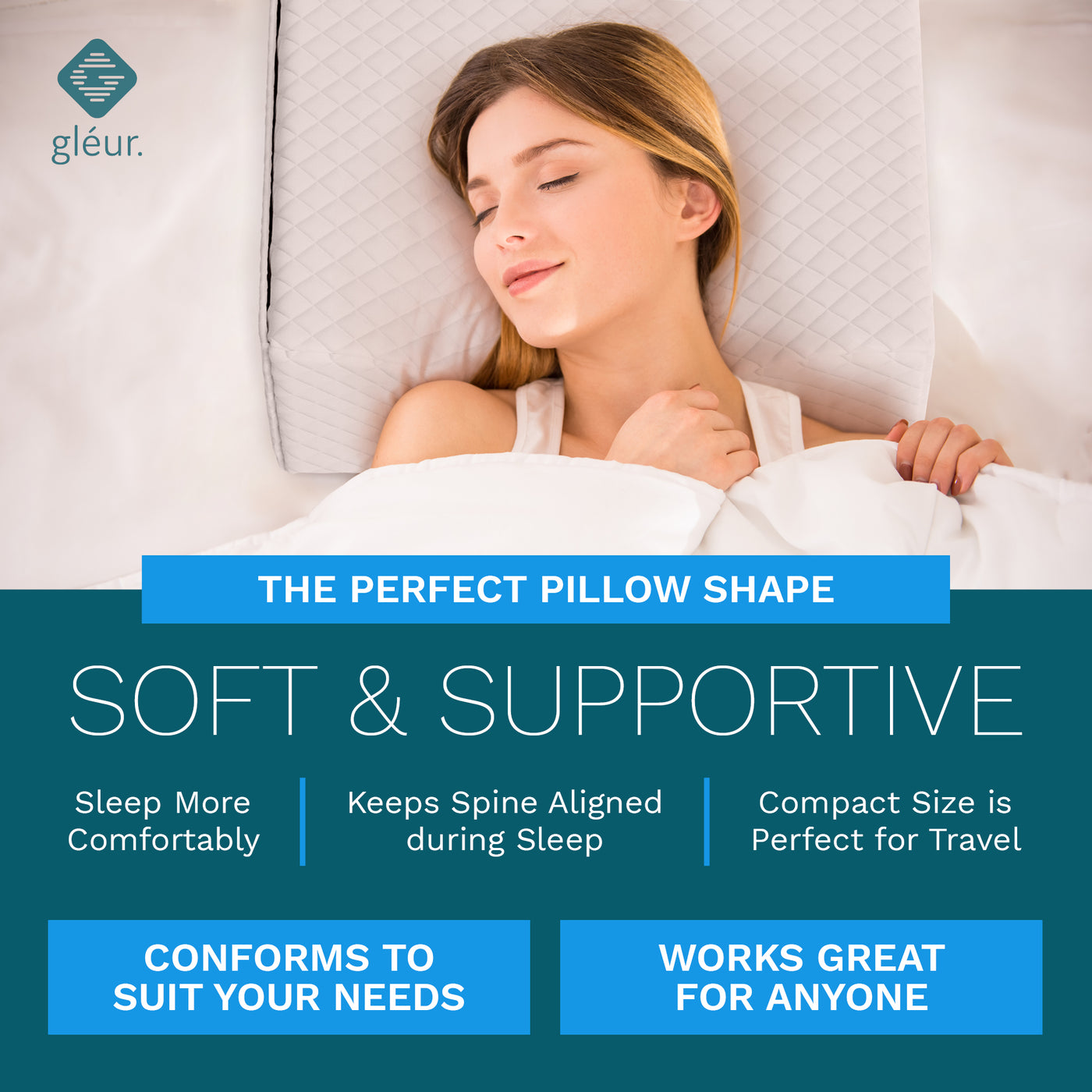 Square pillow for side sleepers